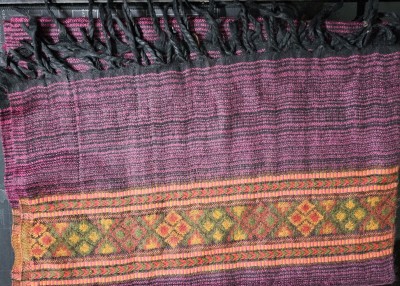 genie cave 21 Wool, Acrylic Striped Women, Men Shawl(Pink, Black)