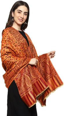 Braid N Cord Polyester Wool Blend Printed Women Shawl(Yellow)