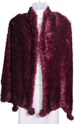Saba Fur, Polyester Wool Blend Solid Women Shawl(Maroon)