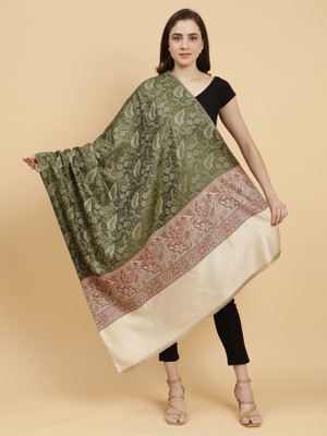 Moda Chales Polyester Wool Blend Printed Women Shawl(Green)