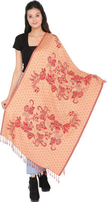 Kti Viscose Floral Print Women Shawl(Red)