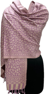 SILVER CRESCENT Polyester Wool Blend Paisley Women Shawl(Pink)