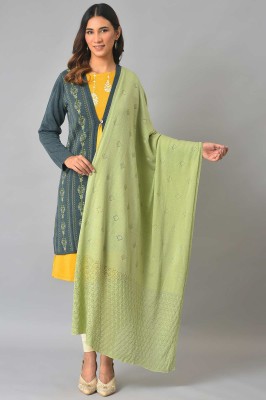 W Acrylic Solid Women Shawl(Light Green)