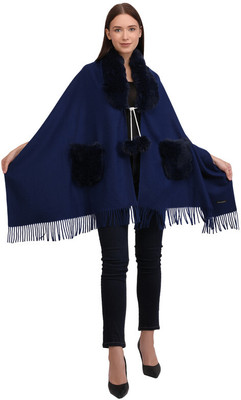 manra Wool Solid Women Shawl(Blue)