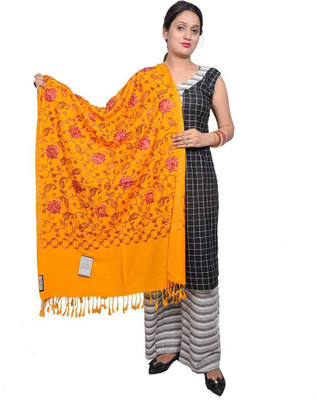 CHOUDHARYRETAILS Acrylic Printed Women Shawl(Yellow)