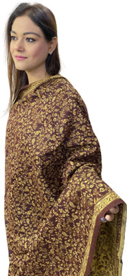 manra Wool Self Design Women Shawl(Purple)