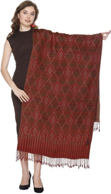 Kti Acrylic Floral Print Women Shawl(Maroon)