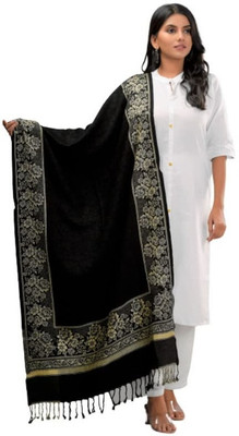 Trandone Wool Printed Women Shawl(Black)