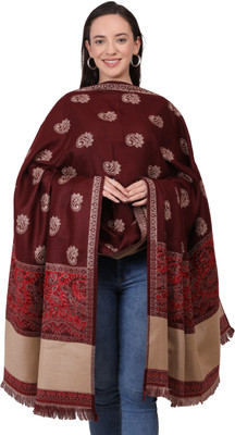 manra Wool Printed Women Shawl(Maroon)
