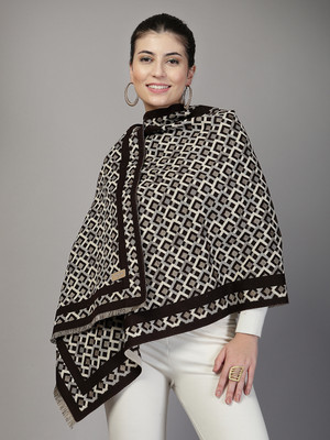 Mafadeny Viscose Floral Print Women Shawl(Brown)