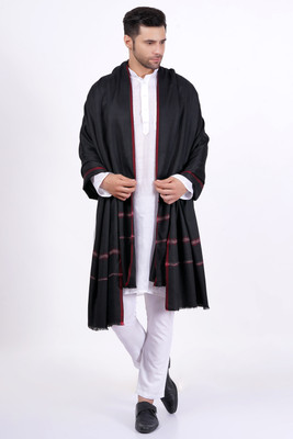 Vrinde Wool Solid Men Shawl(Black)