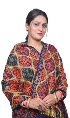 Royal-E-Kashmir Wool Embroidered Women Shawl(Multicolor)