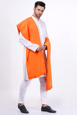 KAVIM Wool Solid Men Shawl(Orange)