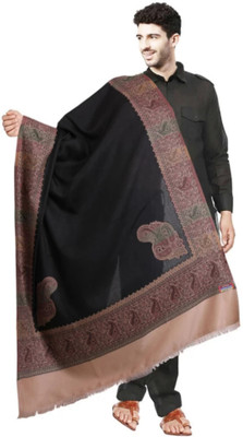 Braid N Cord Wool Applique Men Shawl(Black)