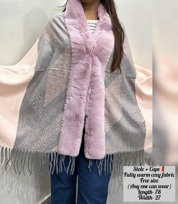 ukal Wool Solid Women Shawl(Pink)