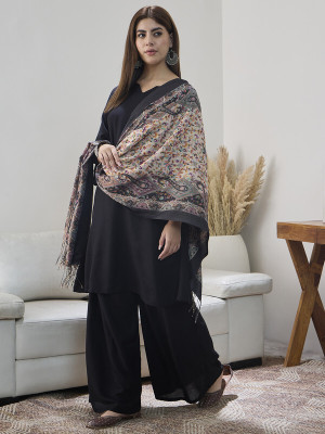 InWeave Acrylic Printed Women Shawl(Black)