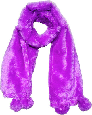 Saba Fur, Polyester Wool Blend Solid Women Shawl(Purple)