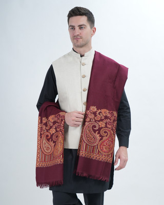 manra Wool Paisley Men Shawl(Purple)