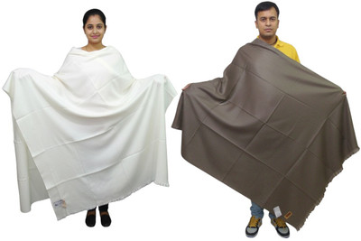 Sprha Wool Solid Men Shawl(White, Grey)
