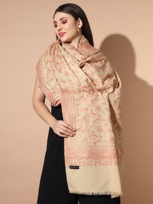 Pashmoda Wool Floral Print Women Shawl(Beige)