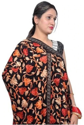 RADHE PRODUCTS Wool Embroidered Women Shawl(Black)