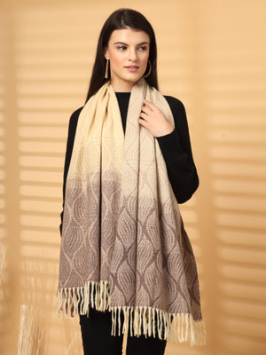 MAFADENY Viscose Self Design Women Shawl(Beige)