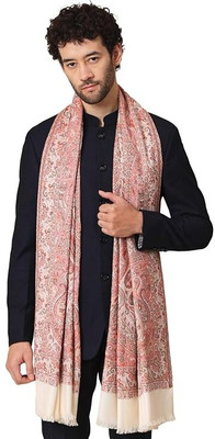 Kashmiri queen Wool Self Design Men Shawl(White)