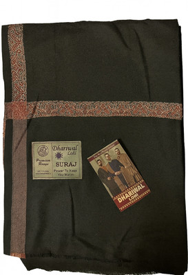 Rudrawraps Poly Wool Woven Men Shawl(Black)