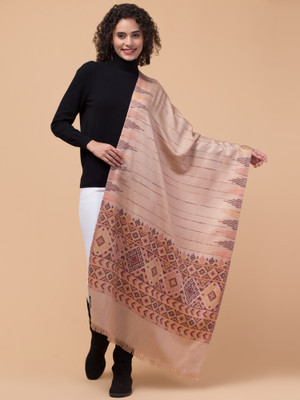 Tweedle Acrylic Geometric Print Women Shawl(Beige)