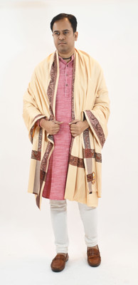 Vrinde Wool Self Design Men Shawl(Pink)