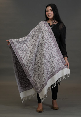 SHIFNEEN Acrylic Woven Women Shawl(White)