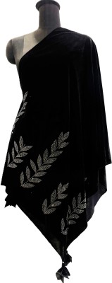 Cool and Catchy Velvet Embellished Women Shawl(Black)