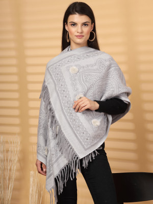 Mafadeny Viscose Self Design Women Shawl(Grey)