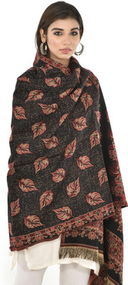BAISA Wool Printed Women Shawl(Black)