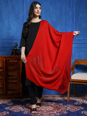 Ravaiyaa - Attitude Is Everything Wool Embellished Women Shawl(Red)