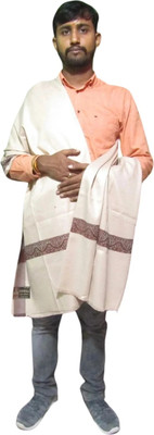 Royal-E-Kashmir Cashmere Printed Men Shawl(White)
