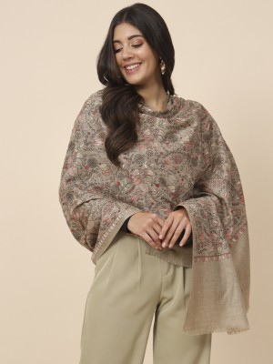 Pashmoda Wool Embroidered Women Shawl(Beige)