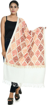 manra Wool Embroidered Women Shawl(Multicolor)