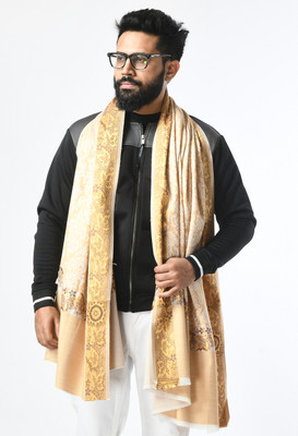 manra Wool Self Design Men Shawl(Beige)