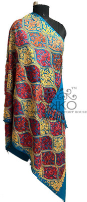 okko Cashmere Embroidered Women Shawl(Light Green)