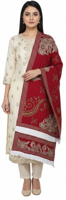 hyponicaim Wool Embroidered Women Shawl(Maroon)
