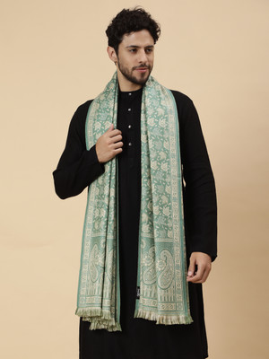 Tweedle Acrylic Paisley Men Shawl(Light Green)