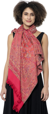HOC Polyester Wool Blend Woven Women Shawl(Pink)