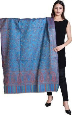 CHOUDHARYRETAILS Wool Self Design Women Shawl(Blue)