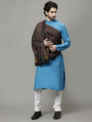 GREEN AGRITECH Polyester Wool Blend Woven Men Shawl(Black)