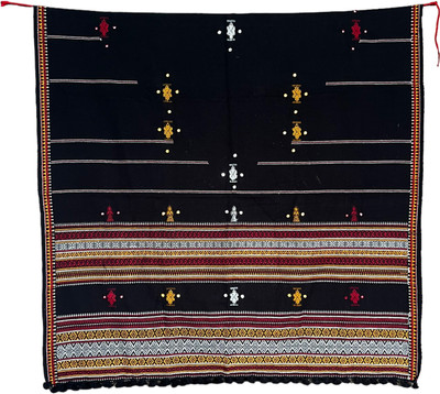 TAVAN Wool Embroidered Women, Men Shawl(Black)