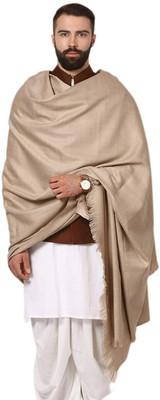 Kashmiri Wool Solid Men Shawl(Beige)