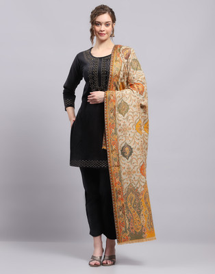 MONTE CARLO Wool Self Design Women Shawl(Yellow)