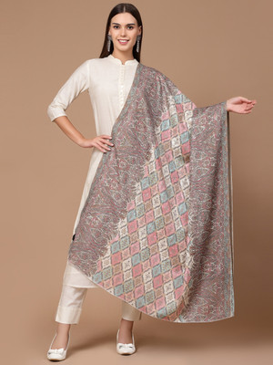 swi stylish Wool Paisley Women Shawl(White)