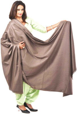 WEAVER VILLA Wool Solid Women Shawl(Grey)